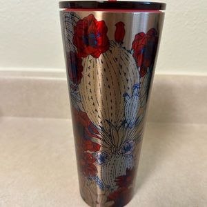 HTF ultra rare cactus Starbucks Tumbler red & blue desert flower Venti.